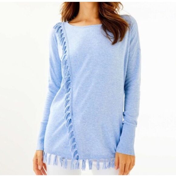 LILLY PULITZER EBERLY Fringe Sweater CoolMax Women’s Size Large - Picture 1 of 6
